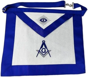 Freimaurer Freimaurermeister Freimaurer schürzeblaue Lodge weißes Tuch mit Stickerei - Bild 1 von 5