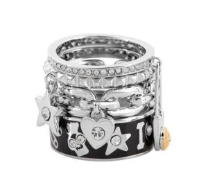 HENRI BENDEL PRETTY PUNK ENAMEL RING SET SIZE 7 - Picture 1 of 7