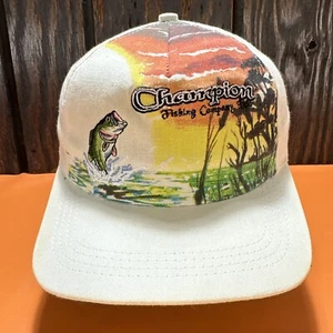 Vintage Champion Fishing Company Hat Cap Sunset Bass Fish Made in USA 80s - Picture 1 of 15