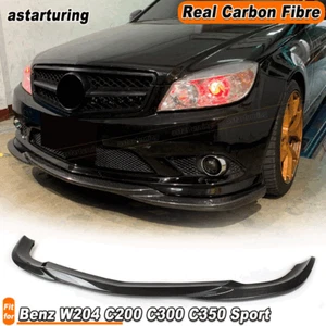 For Benz W204 C200 C300 C350 Sport 2009-11 REAL Carbon Front Bumper Lip Spoiler  - Picture 1 of 12