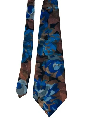Wembley Blue/tan Floral Neck Tie - Image 1 of 3