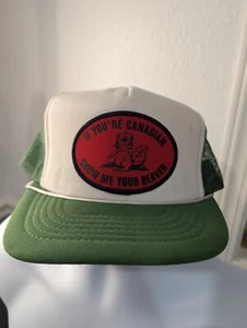 Vintage 80s Snapback Trucker Patch Hat Canadian Beaver Vancouver BC Canada - Picture 1 of 5