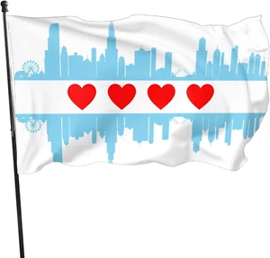 Chicago Skyline Flag 3X5 Ft Flag Home Outdoor Indoor Garden Home Decoration Bann - Picture 1 of 7