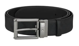 NEW IN BOX Montblanc Belt Extreme 3.0 Leather Pin Buckle 35mm Black 130586 - Picture 1 of 3