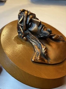Vtg Bronzed Bust Jesus Christ w Crown Thorns & Blessed Virgin Mary 6" Wall Hange - Picture 1 of 12