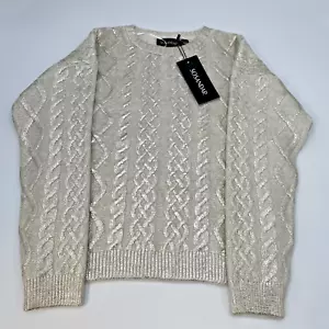 Sosandar Fisherman Rib Crew Neck Foil Jumper Small W10 - Picture 1 of 8