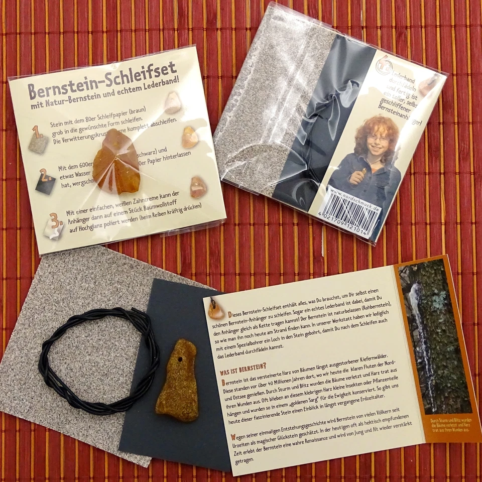 Bernstein Schleifset Kinder SCHLEIFEN Rohbernstein Naturbernstein real Amber
