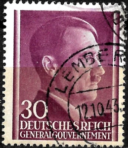 WWII 1942 Germany HITLER occ.POLAND GeneralGouvernment MI#79 USED Cd:LEMBERG. - Bild 1 von 2