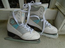 Women’s Soft Cameo Figure Skating Ice Skates White Gray Blue Girls Size 5