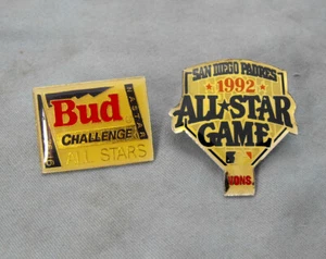 TWO LAPEL PINS 1992 MLB San Diego Padres All Star Game & Bud Challenge All Stars - Picture 1 of 4