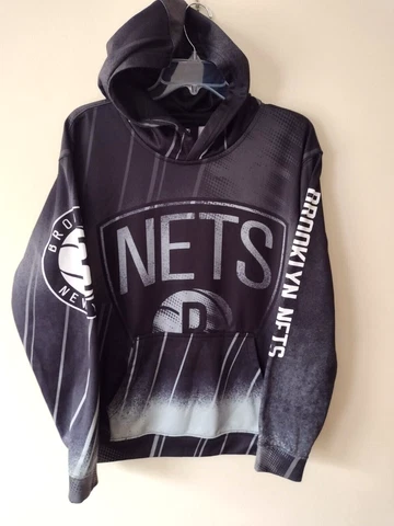 Brooklyn Nets NBA Hoodie Sweatshirt Outside the Key Youth XL 18/20 Black Gray Cover