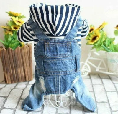 New  Blue Soft Dog Puppy Jeans Cat Pet Shirt Clothes for Small Dogs - Image 1 of 4