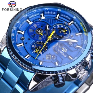 FORSINING Men's Stainless Steel Waterproof Watch Automatic Mechanical Wristwatch - Picture 1 of 19