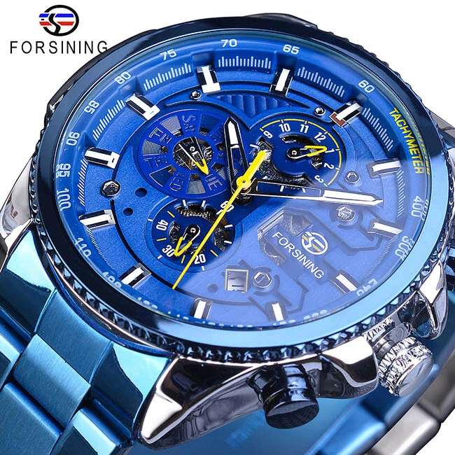 Reloj Pulsera Mecánico Automático FORSINING Hombre Acero Inoxidable Impermeable Foto 1 de 4