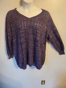 LOGO By Lori Goldstein Blue Zig Zag Sweater 3X - Picture 1 of 5