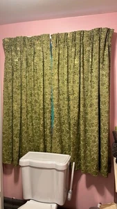 Juego de 2 pares de cortinas plisadas de pellizco de colección verde texturizado floral - Imagen 1 de 5