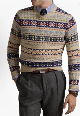 Polo Ralph Lauren Sweater Mens Large Fair Isle Jacquard Wool Blend Holiday - Image 1 of 4