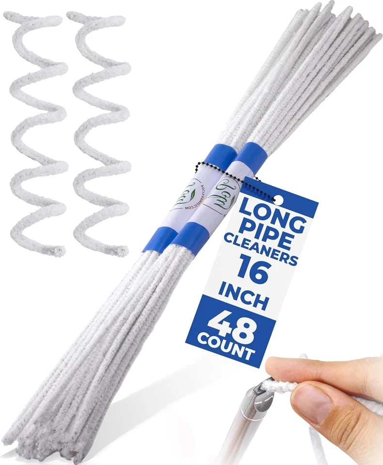 Polykarmatic 16 Inch Long Soft Bristle Pipe Cleaner 48 Count