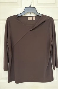 Chico’s Women’s 1 Travelers Brown Slinky Top Blouse - Picture 1 of 4