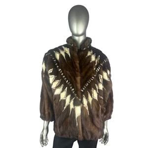 Men’s Mahogany & White MINK Inlaid Jacket, Sz 3XL, Certified Vintage Fur - Picture 1 of 10