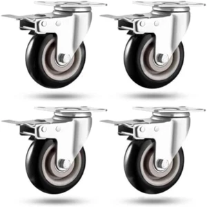 4pcs 75mm ruote girevoli con freno, Mobili ruote capacità di carico 400 kg, Sil - Foto 1 di 1