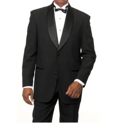 Men's Two Button Shawl Lapel 2 Piece Tuxedo Suit T822 Black Size 36R - 56L - Image 1 of 3