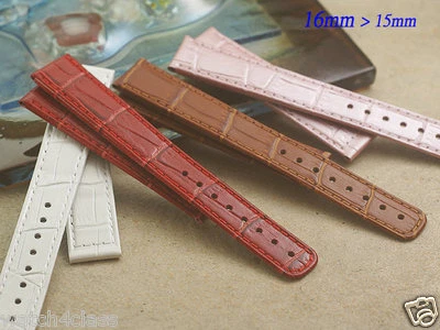 Genuine leather strap band 16mm x 15mm (FITS) Seiko Lukia Red White Brown Pink Foto 1 de 4