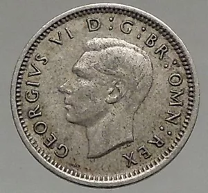 1942 UK Great Britain United Kingdom GEORGE VI Threepence Silver Coin i56863 - Picture 1 of 3