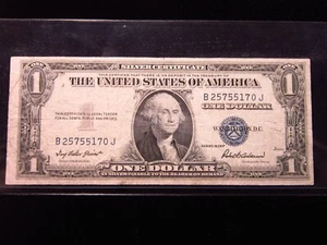USA 1 $ 1935 F B25755170J # SILBER Zertifikat BLUE Seal Washington Dollar Geld - Bild 1 von 3