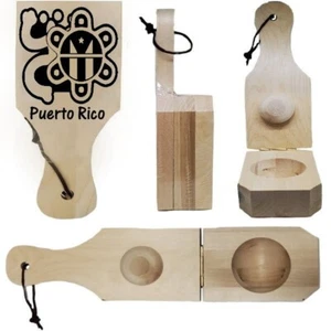 Puerto Rico Wood Tostonera W/ Taino Design Tostone Relleno * Cup by Plantain - Picture 1 of 7