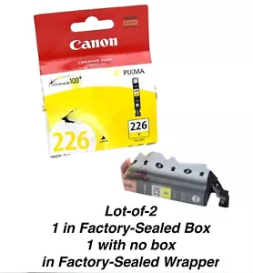 Lot-of-2 Genuine Canon CLI-226 Yellow Inks 4549B001 FACTORY-SEALED NIB/NIOB - Picture 1 of 9