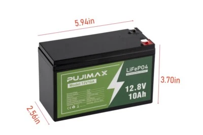 PUJIMAX LiFePO4 12V 10Ah Lithium Battery for Cycle Rechargeable Battery Built-in BMS 10A