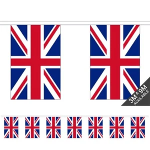 VE Day 80th Anniversary UNION JACK FABRIC BUNTING 9m 18m UK British Decor Party - Foto 1 di 2
