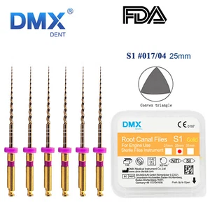 Archivos NITI Endodoncia Dental 6 Piezas S1 25mm Oro Cónico Canal Raíz Canal Limas Giratorias - Imagen 1 de 2