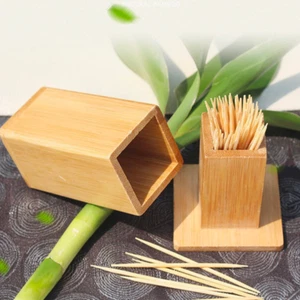 Bamboo Small Table Wooden Storage Box w/Removable Lid Toothpick/Pin Holder EUC - Picture 1 of 5