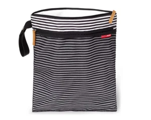 Skip Hop Grab and Go Wet/Dry Diaper Bag - Black/White Stripe - Picture 1 of 2