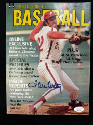 Steve Carlton Signed Autographed 1973 Baseball Magazine JSA - Image 1 of 3