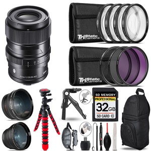 Sigma 65mm f/2 DG DN Contemporary Lens for Sony E- 3 Lens+Tripod+Backpack- 32GB