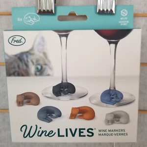 Dijes de copa de vino regalo para amantes de los gatos sin abrir en paquete de 6 por Fred genuino - Imagen 1 de 11
