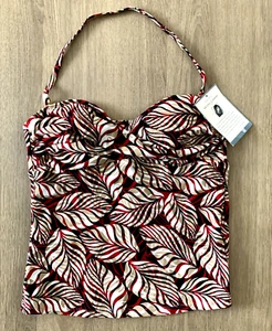 NUOVO costume da bagno Jaclyn Smith Tankini taglia 10 stampa foglia imbottito nuovo con etichette - Foto 1 di 13