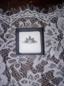 Genuine Moonstone Crystal Crown Ring Set 925 - Picture 1 of 4
