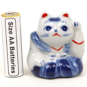 MANEKI NEKO BECKONING CAT Pottery YAKUSHIGAMA Kimono Good Luck 19010 Japan - Bild 1 von 12