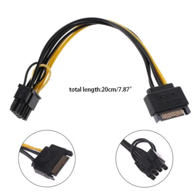 SATA 15Pin auf 8Pin (6+2) PCI-Express Power Adapter Grafikkarte Stromkabel 20CM - Bild 1 von 4