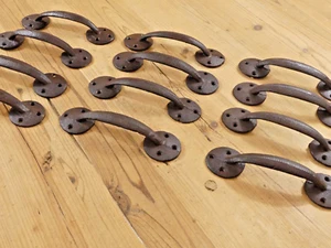 12 Cast Iron Antique Style Barn Handles Gate Pull Shed Door Handles Rustic Iron - Picture 1 of 11