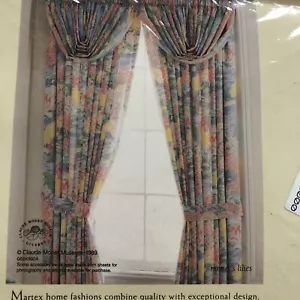 VTG New MARTEX Rod Pocket Lined Drapes W/Tiebacks (Monet Lilies Multi) 84x84 - Picture 1 of 5