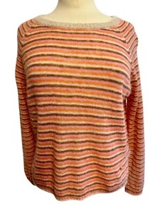 Mos Mosh Pullover Kaschmir Alpaka Gr. S Rundhals-Pullover gestreift orange braun - Bild 1 von 5