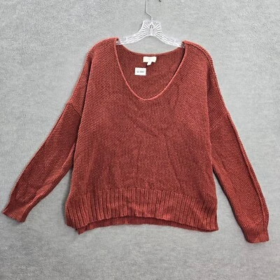 Suéter Pullover de Algodón Manga Larga Cuello Redondo Rojo Mediano Lucky Brand para Mujer Foto 1 de 4