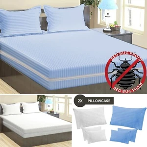 Zipped Mattress Cover Protector ANTI BED BUG Total Encasement Double Super King - Picture 1 of 35