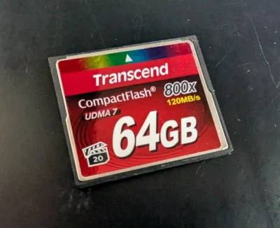 Transcend 64 GB, 120mb/s 800x, UDMA 7, CF Compact Flash Card + case - Image 1 of 2