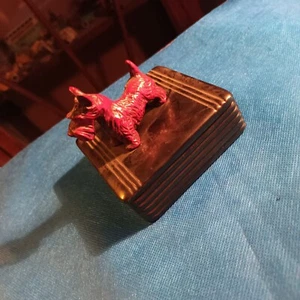 SCOTTISH TERRIER CA 1930 CIGARETTE BOX METAL+CAST SCOTTIE SEHR guter zustand - Bild 1 von 7